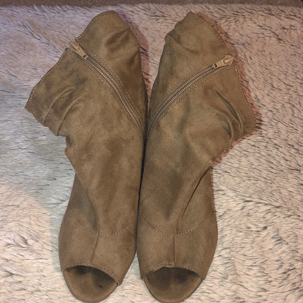 Beige suede booties